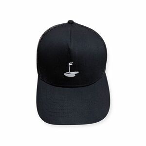 Fabletics golf Black Trucker Hat with White flag Logo